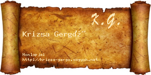 Krizsa Gergő névjegykártya
